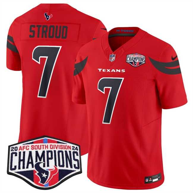 Mens Houston Texans #7 C.J. Stroud Red F.U.S.E. 2024 AFC South Division Champions Vapor Limited Stitched Jersey